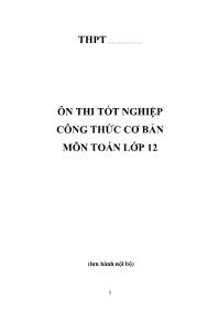 Ôn thi tốt nghiệp công thức cơ bản môn Toán lớp 12